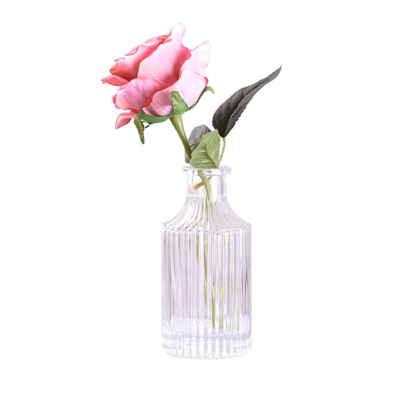 Hot Sale Modern Vase Bulk Mini Flower Vases Clear Decorative Embossed Style Glass Bottle Vases