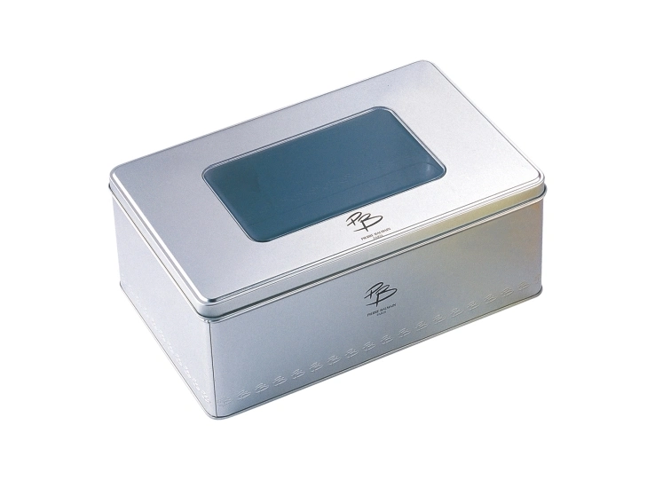 Forme Rectangle Tin avec fenêtre claire Pet personnalisé peut d'étain TIN conteneur avec un emballage cadeau d'impression couleur boîte
