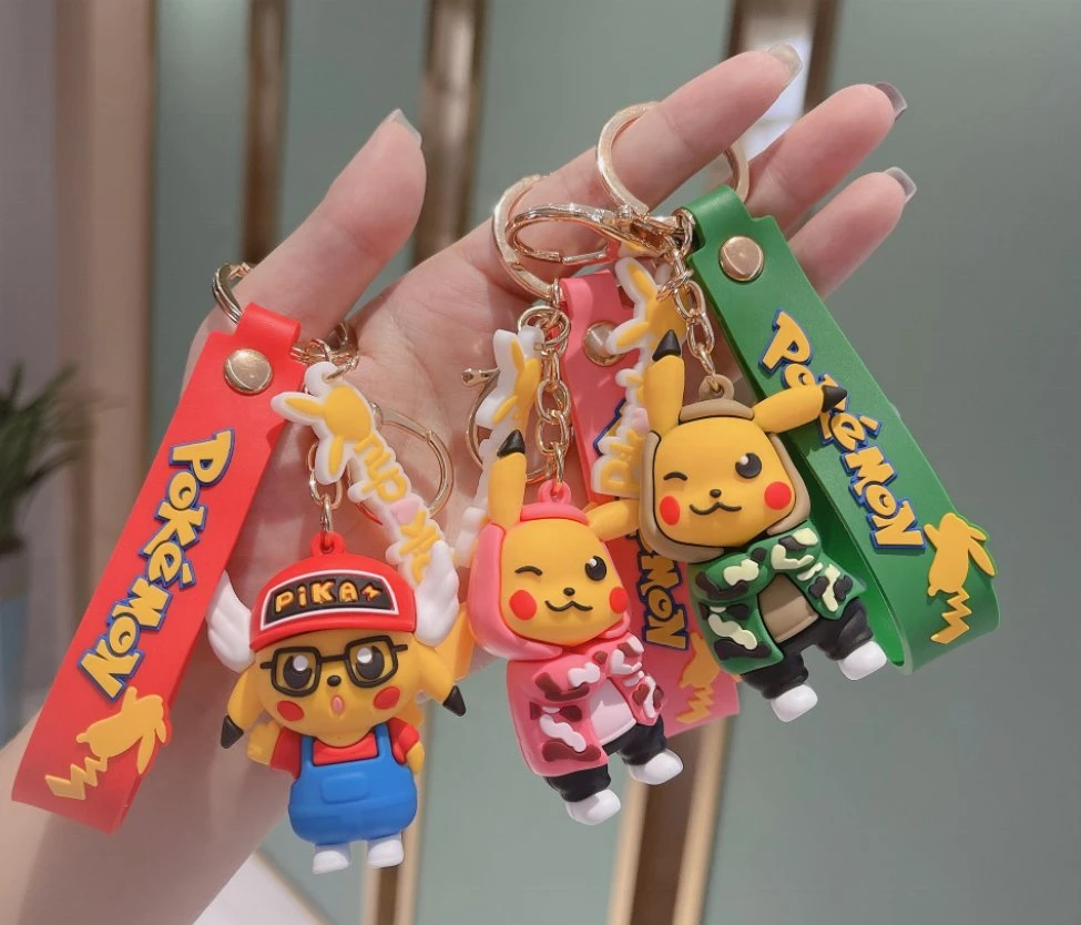 Hot Selling Anime Figure Souvenir 3D Pikachu Pokemon Character Keychain