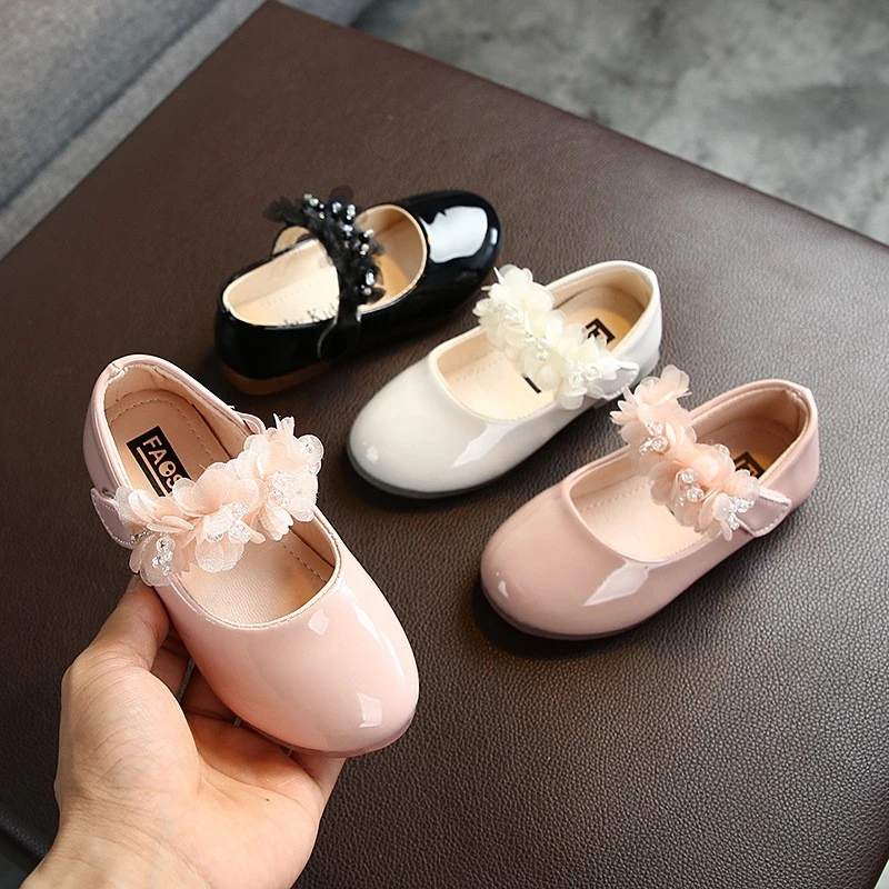 Girls Rhinestone Lace Baby Shoes Bowknot Kids Shoes for Dance Wedding Party