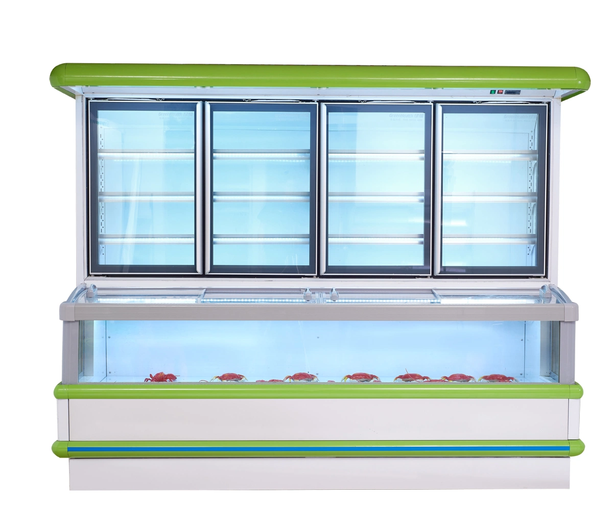 Supermercado el pecho y la combinación de la pantalla de alimentos congelados vertical congelador