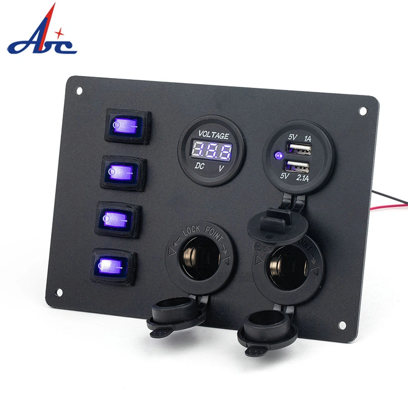 Cigarette Lighter Dual USB 12V Boat Switch Panel for Marine