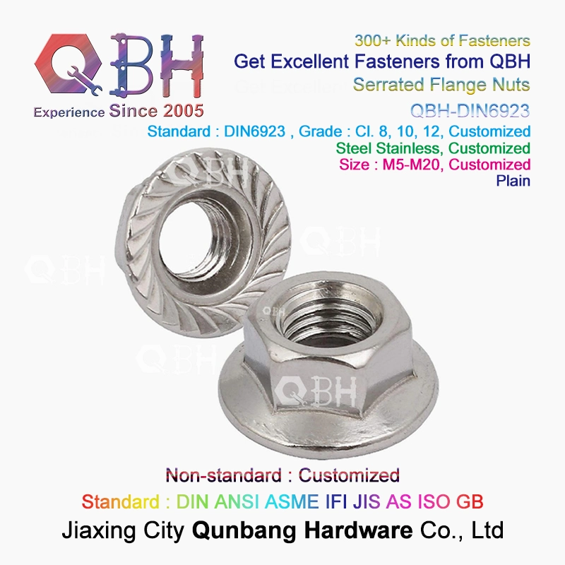 10%off Qbh Cold Forging Ss 304 316 DIN 6923 M5 to M20 Fastening Stainless Steel Flange Serrated Toothed Nut Building Construction Machinery and Equipment Part