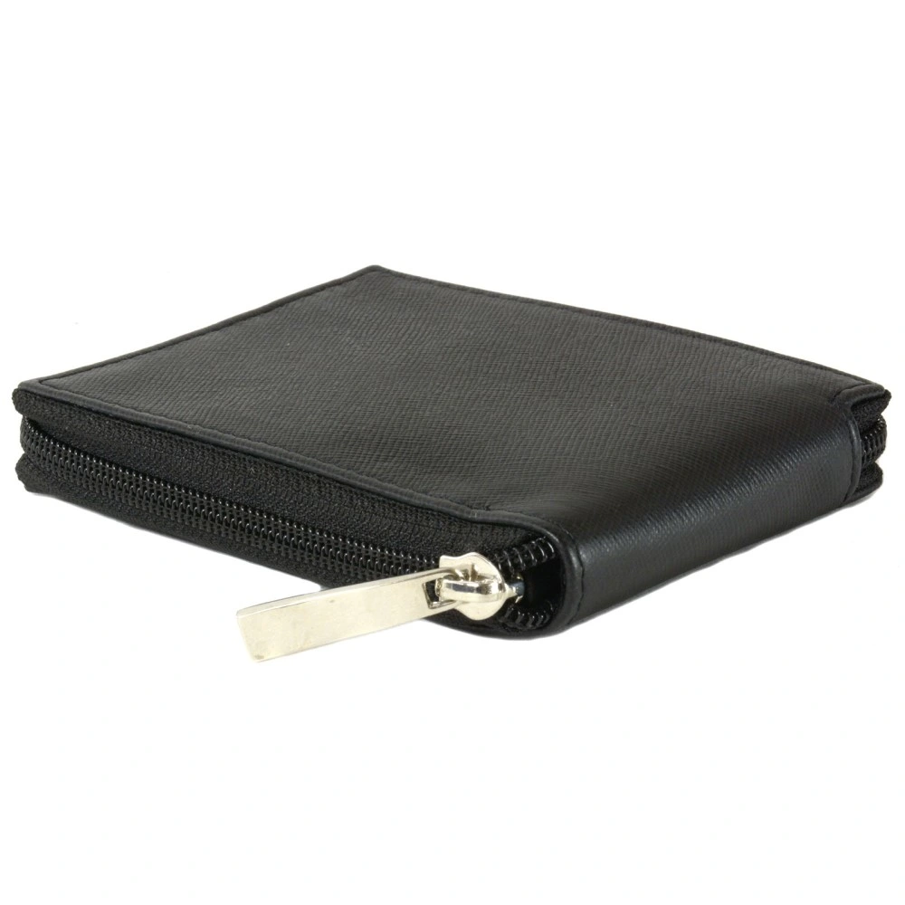 Card Holder Men Custom Zipper Leather Wallet