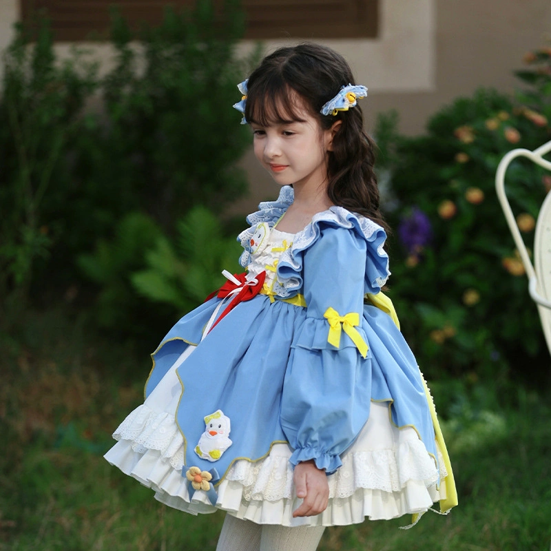 Autumn Cartoon Girl's Cute Lolita Skirt Baby Wear Sweet Long Sleeve Kids Princess Dress