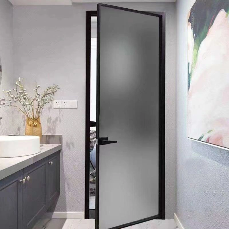 European Design Luxury Slim Narrow Frame Glass Door Casement Door Toilet Kitchen Aluminium Bathroom Door