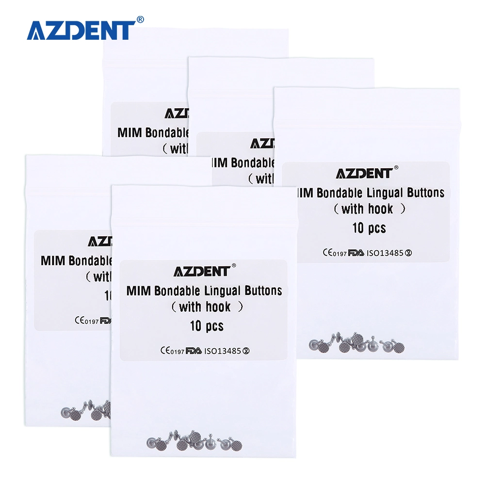 Azdent Dental Orthodontic Bondable Lingual Buttons with Hook Round Base