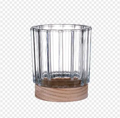 Wholesale/Supplier New Design Clear Glass Candle Holder with Wooden Bottom