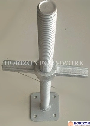 Scaffolding Base Jack with Adjusting Handle for Height Leveling