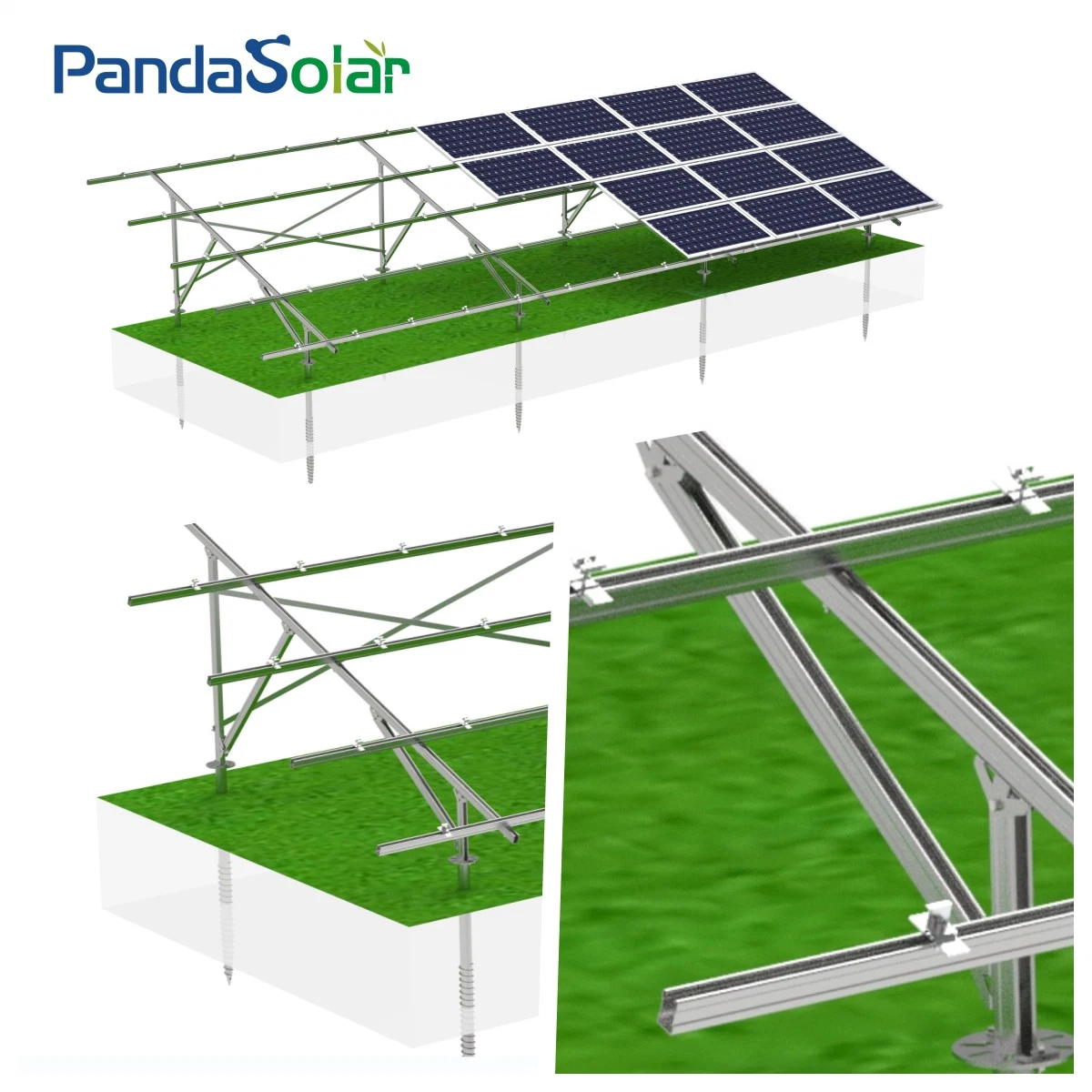 Hot-Dipped Galvanized U Steel Solar Panel Structure Ground Brackets