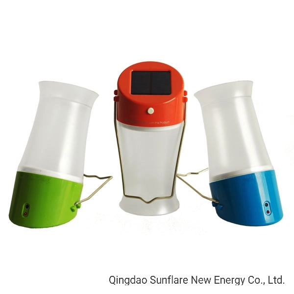 Portable Blue/Red/Green Solar Lamp/Lantern/Light with 3.2V/600mAh LiFePO4 Battery for Outdoor