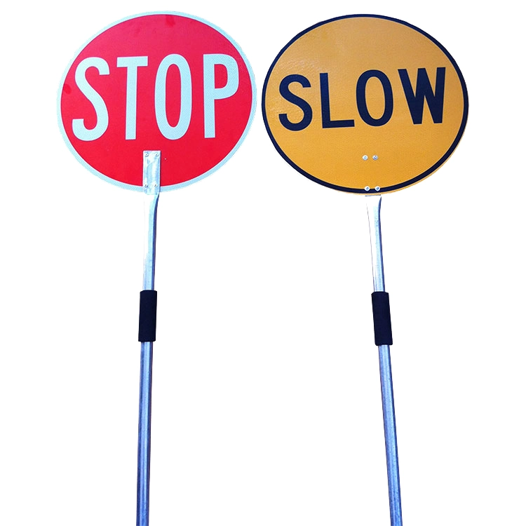 Aluminum Reflective Hand Held Stop Slow Traffic Safety Paddle Sign