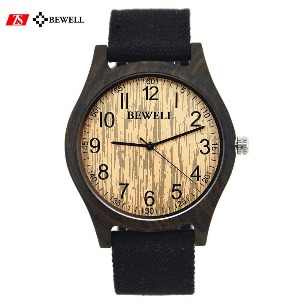 Custom Logo Japan Movt Wooden Wrist Watch with Nylon Strap