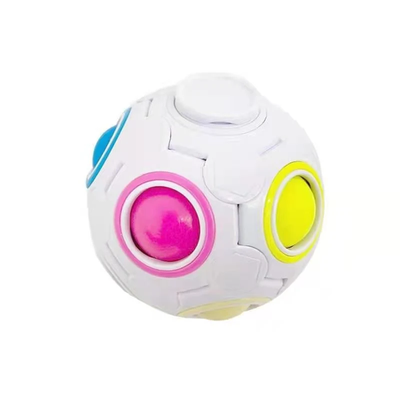 Fashion Adult Kid Fidget Toy Puzzle Magic 12 Holes Creative Rainbow Football Ball Magic Cube Puzzle Interest Stress Reliever Rainbow Magic Ball Fun Cube Fidget