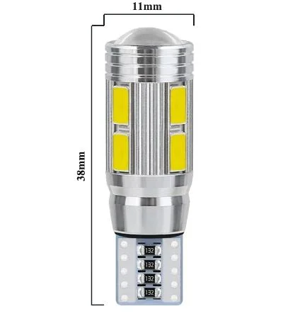 Raych 2PCS T10 10SMD 5630 Canbus lentille de projecteur à LED sans erreur le feu de position Auto W5W 501 10ampoule LED SMD 5630 Parking