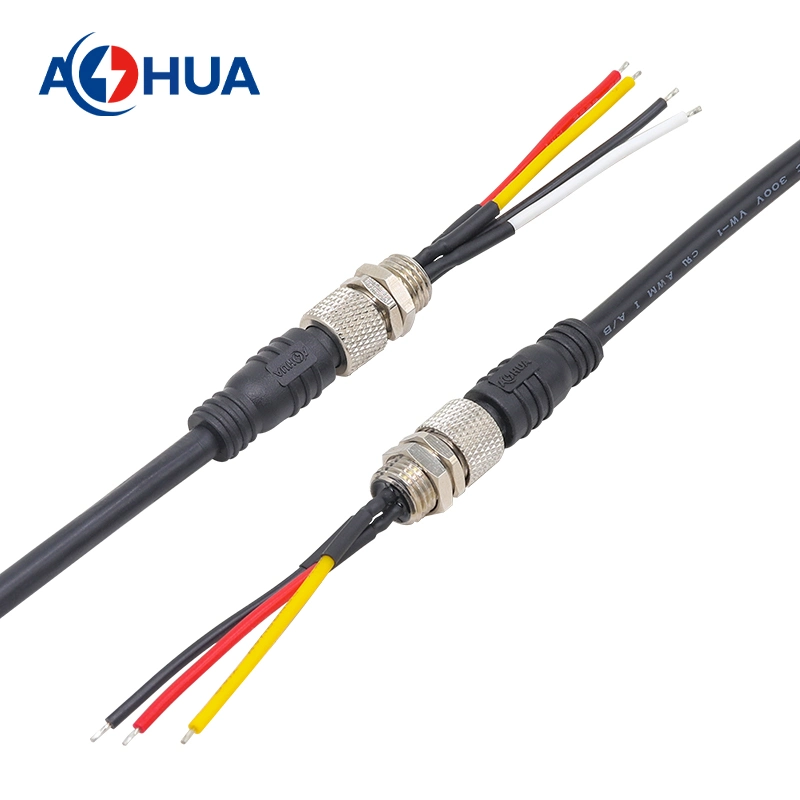 Male Straight Solder Cable Back Mount M8-01 Series Connector 2 3 4 Pin Connector Panel Mounted