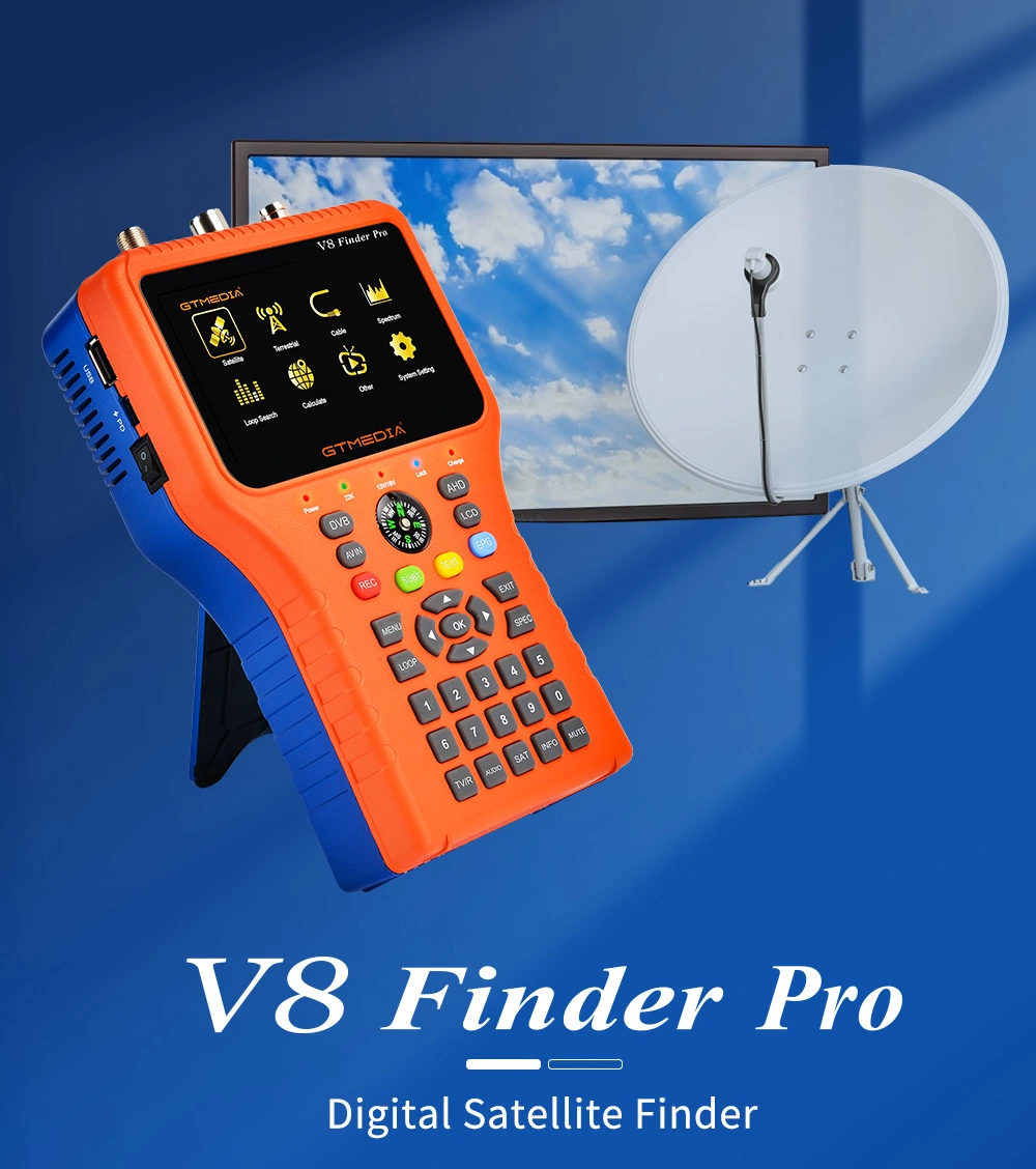 Gtmedia V8 Finder PRO DVB-S2X/S2/S/T2/T/C Combo Finder Meter H. 265 AHD V8finder DVB-S2X Satellite Finder Meter