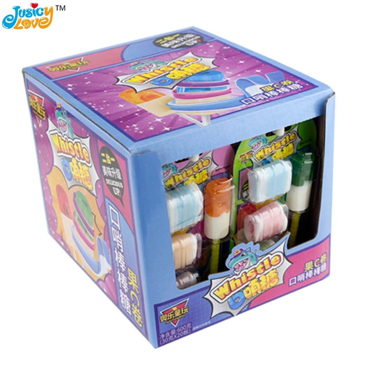 Interesting Whistle Lollipop Fruit Flavor Roll Soft Gummy Candy Mix 2 Types Music Toy Candy