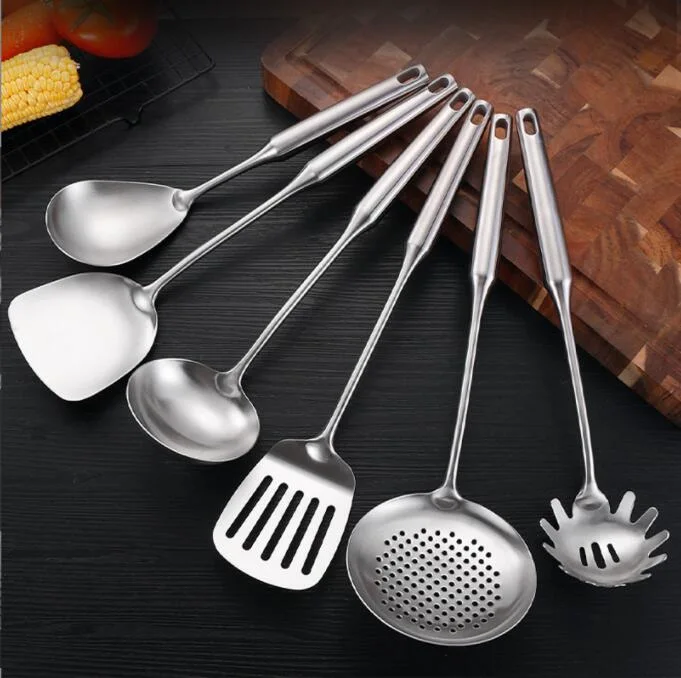 Stainless-Steel Kitchen Utensil Set Premium Nonstick & Heat Resistant Kitchen Gadgets Turner Server Ladle Serving Spoon Whisk Tongs