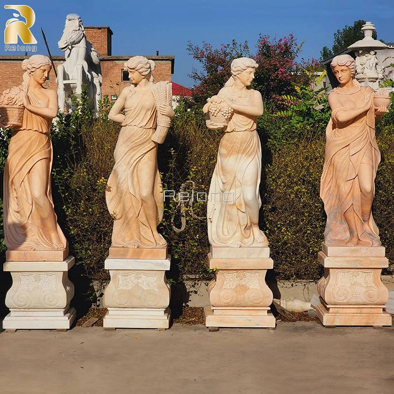 Ornamento de jardim ao ar livre clássico White Marble 4 Season God Statue Escultura