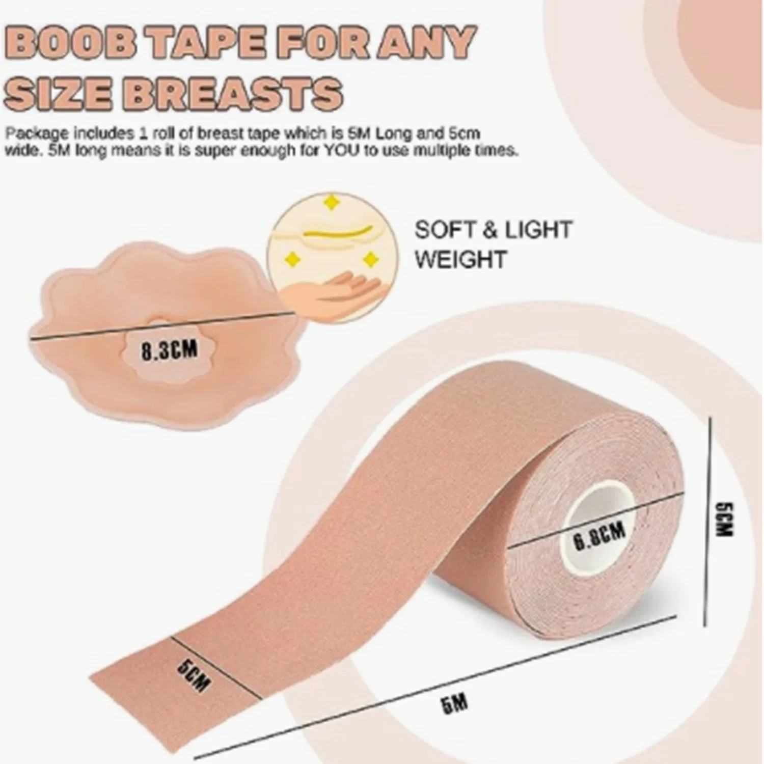 Boob Tape for Large Breasts, Self-Adhesive Strapless Boobtapes