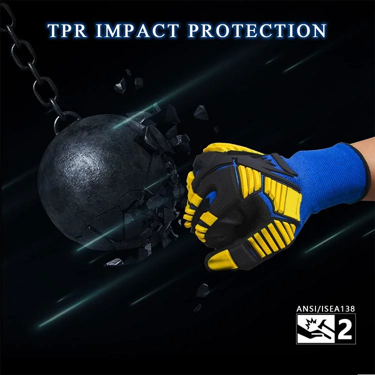 Heavy Duty Shock Resistance Cut Resistant Impact Anti Slip TPR Mechanic Gloves