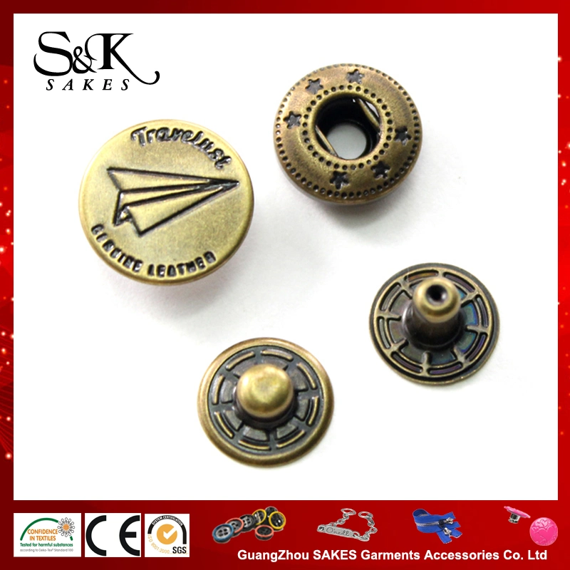 Anti-Brass Color Metal Brass Quality Snap Button for Garments