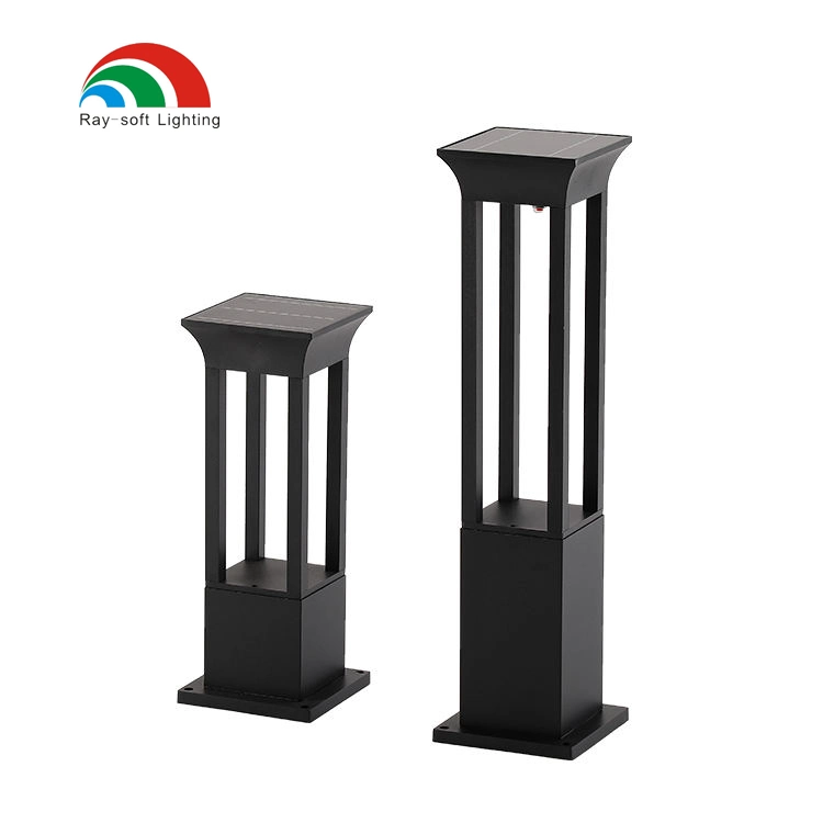 IP65 Waterproof Square Landscape aluminio Bollard Garden LED Solar Lawn Luz de columna