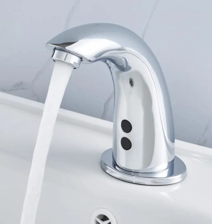 Infrared Automatic Touchless Brass Chrome Plating Sensor Bathroom Basin Faucet Prevent Cross-Infection