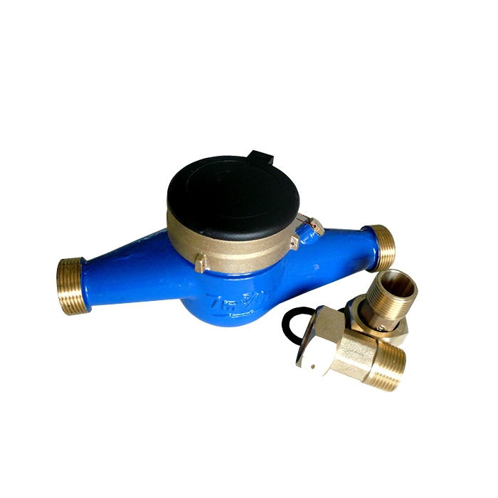 ISO4064 Class B 25mm Multi Jet Vane Wheel Dry-Dial Brass Body Blue Water Meter