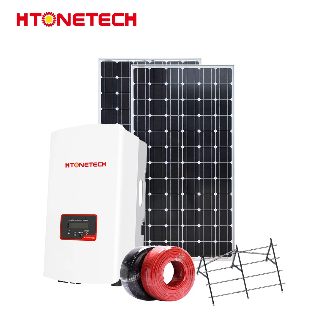  Htonetech Système Monophasé Marche/Arrêt Onduleur Solaire Hybride Panneau Solaire Système 24 Volts Fabrication Chinoise Systèmes Solaires de 5 kW Connectés au Réseau