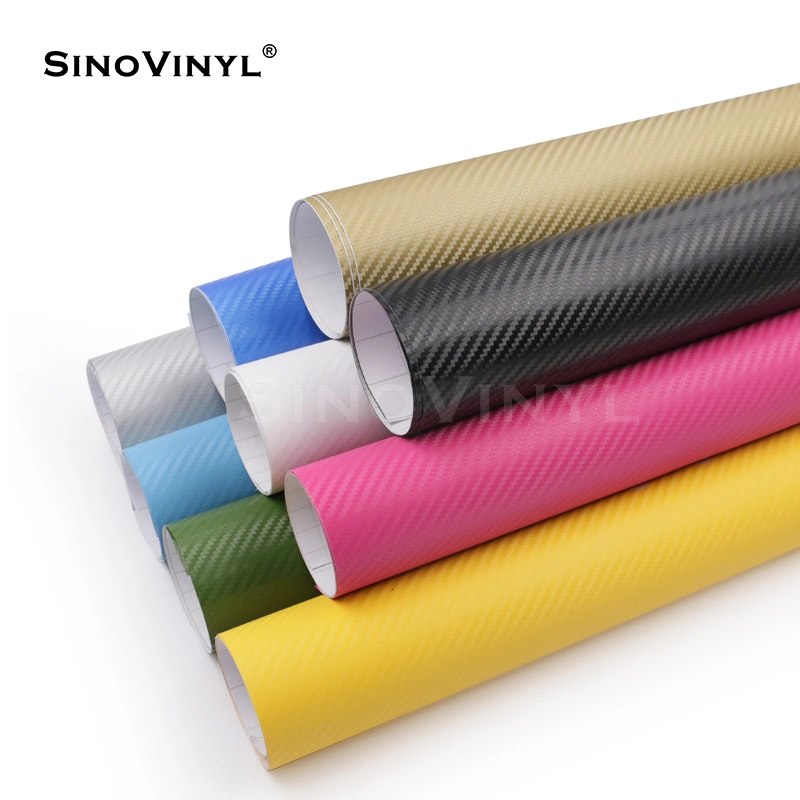 SINOVINYL 5x91FT bonne qualité Prix bas PVC étanche auto-adhésif Texture 3D de fibre de carbone