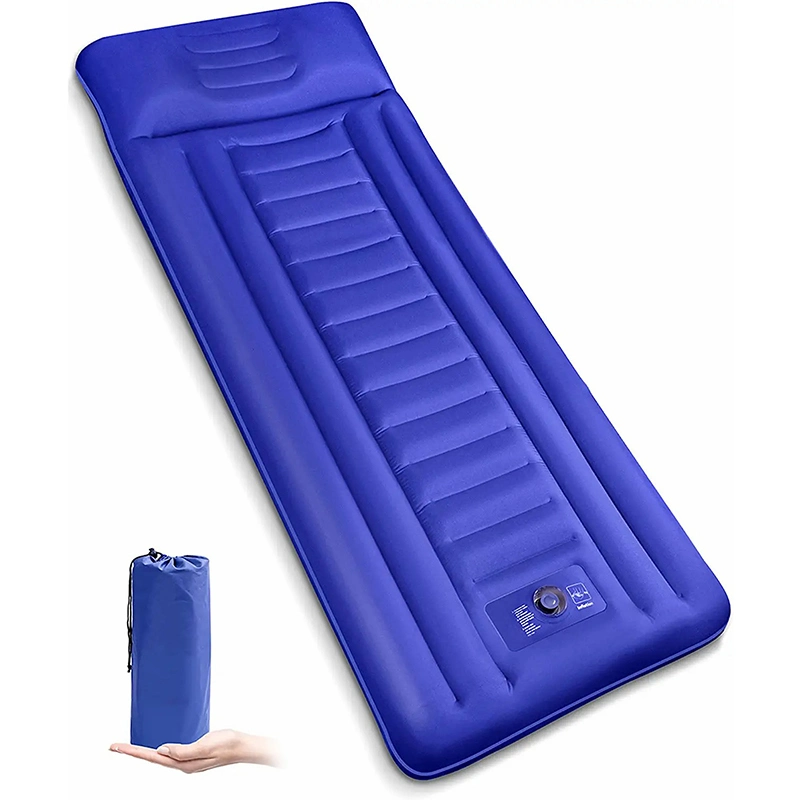 Sommier à coussin de couchage à auto-gonflage pour matelas pneumatique gonflable de camping Tapis de camping léger avec oreiller intégré