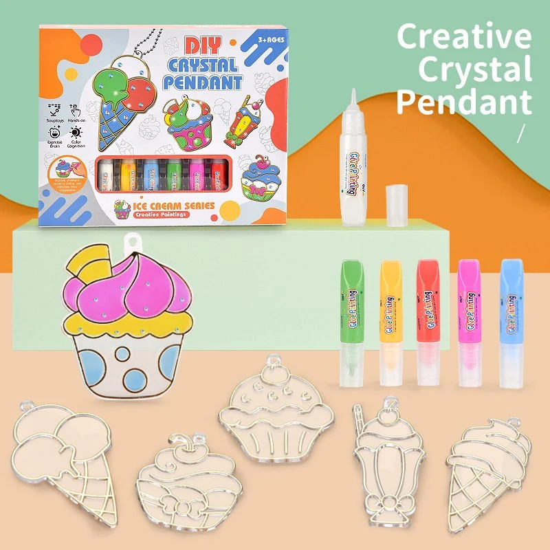New Design Kids DIY Drawing Toys 3D Art Paint Kit 3D Tempera Painting Crystal Pendants Crafts Watercolor Paints Educational Toys Children Drawing Toys