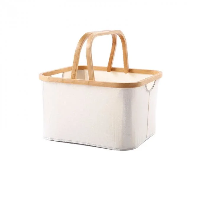 Bamboo Linen Laundry Hampers Baskets with Dual Built in Handles and Built