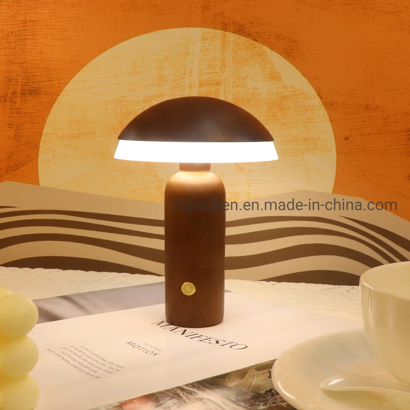 2022 Weihnachtsgeschenk Lampe Warm Weiß Touch Dimmer Schalter Dekoration LED-Kinderlampe mit Akku aus Holz und Nachtlicht