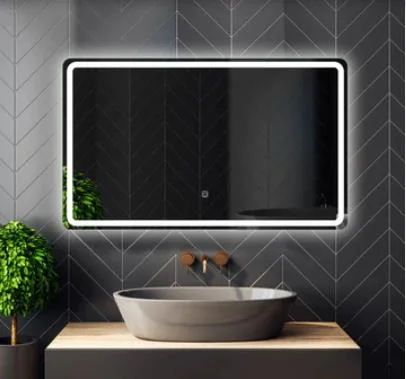 Salle de bains Smart baignoire bon marché demi-miroirs lumière Rectangle dans complet Miroir de douche de la chambre de longueur