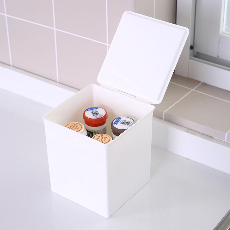 Plastic Household Organizer Kithcehn Bathroom Living Room White Large Kitchen Countertop Storage Box with Lid