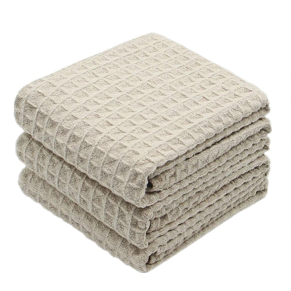 40X40cm 350gsm Waffle Tecelagem de ananás Flanela Waffle Weave Cinzenta mistura 70/30 Toalha de secagem em microfibra com orlas de seda, 25" X 36"