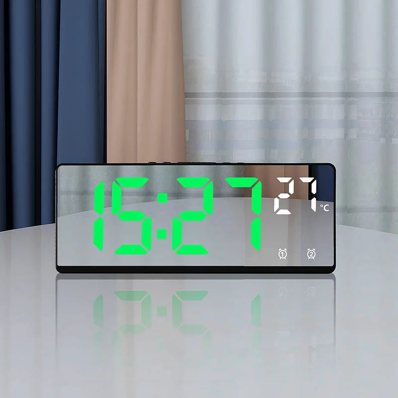 Double alarme Bureau Snooze Table en mode nuit d'Horloge Horloge LED 12/24h