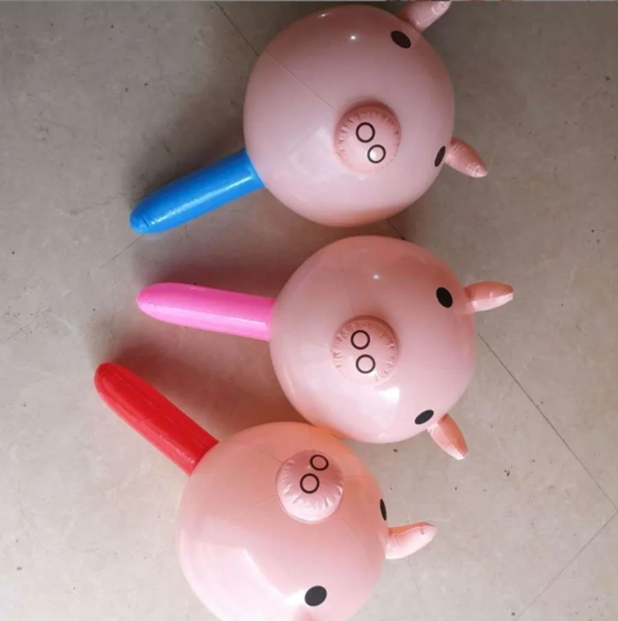 Para niños juguetes inflables juguetes inflables inflables de PVC de cuero de la cabeza de cerdo Stick