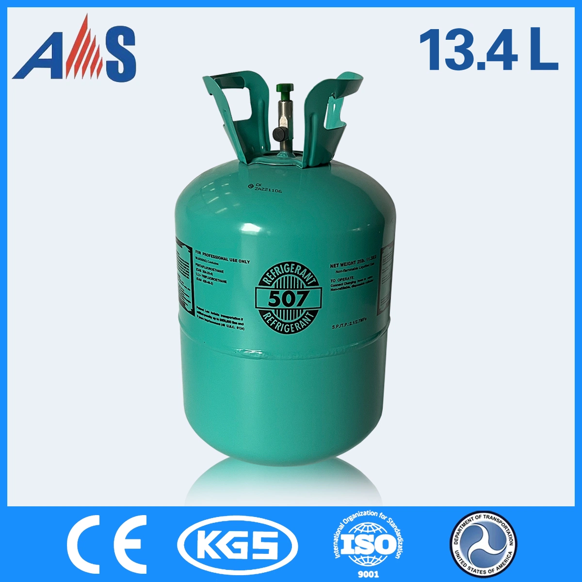 Cylindre de gaz jetable en acier inoxydable de 13,6 kg/30 lb avec gaz réfrigérant R507 d'une pureté de 99,93% au prix direct d'usine.