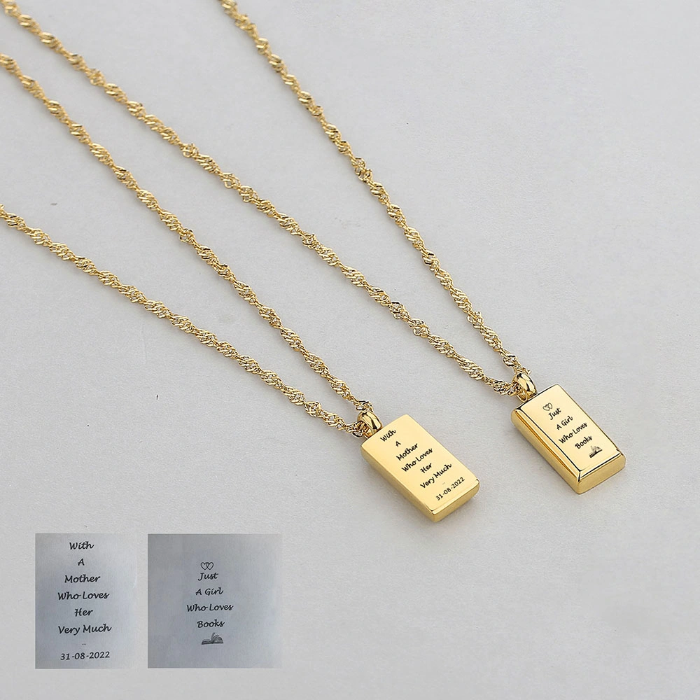 Small Rectangle Personalized Handwriting Necklace Custom Promotion Gift for Mom