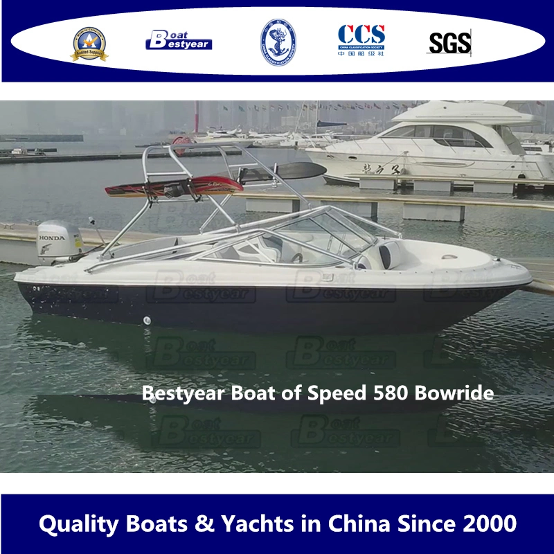 Bestyear Boat of Fiberglass Speed 580 Bowride Sport Boat Open Boat with Canopy