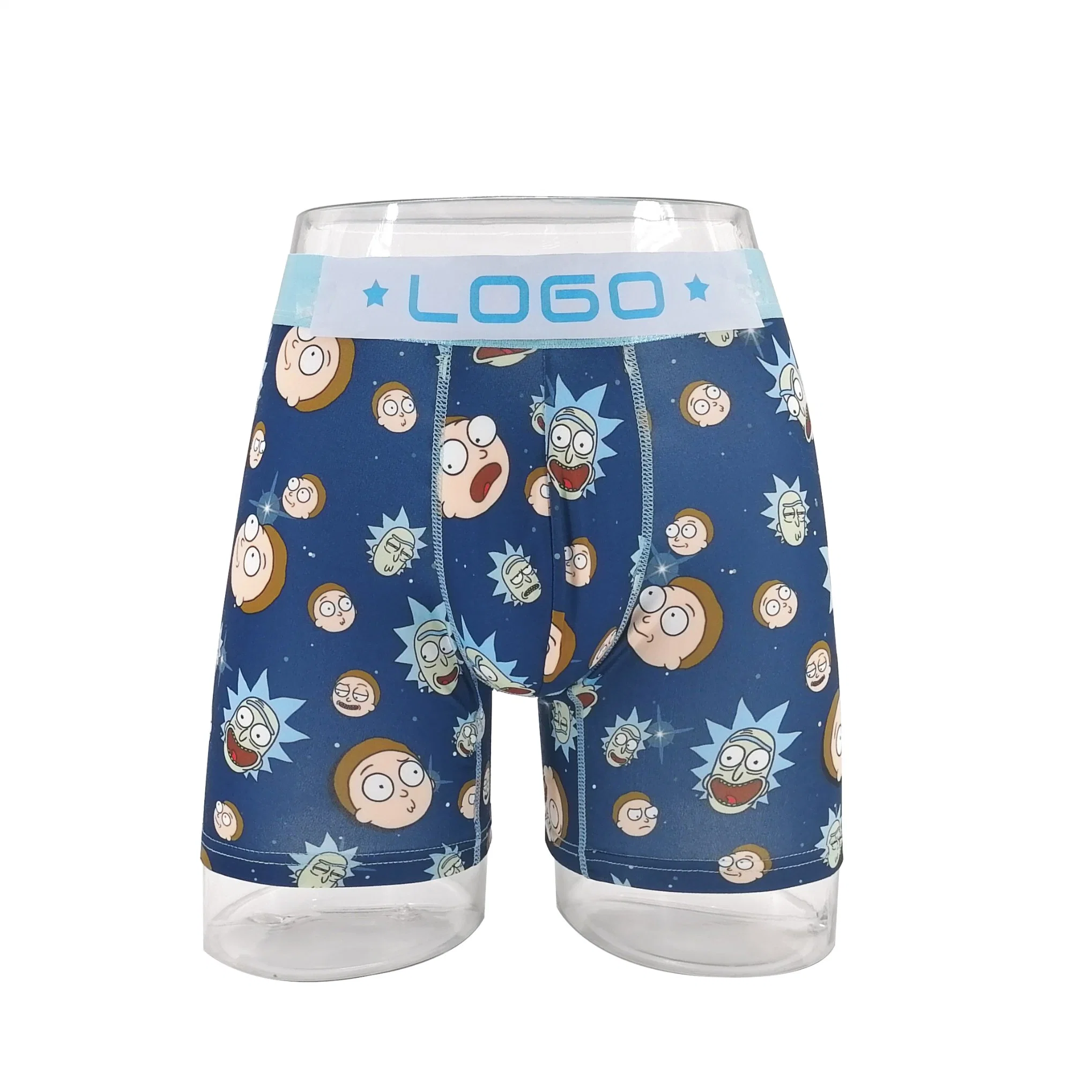 Custom de toda la impresión de poliéster suave de pierna larga hombres Boxer