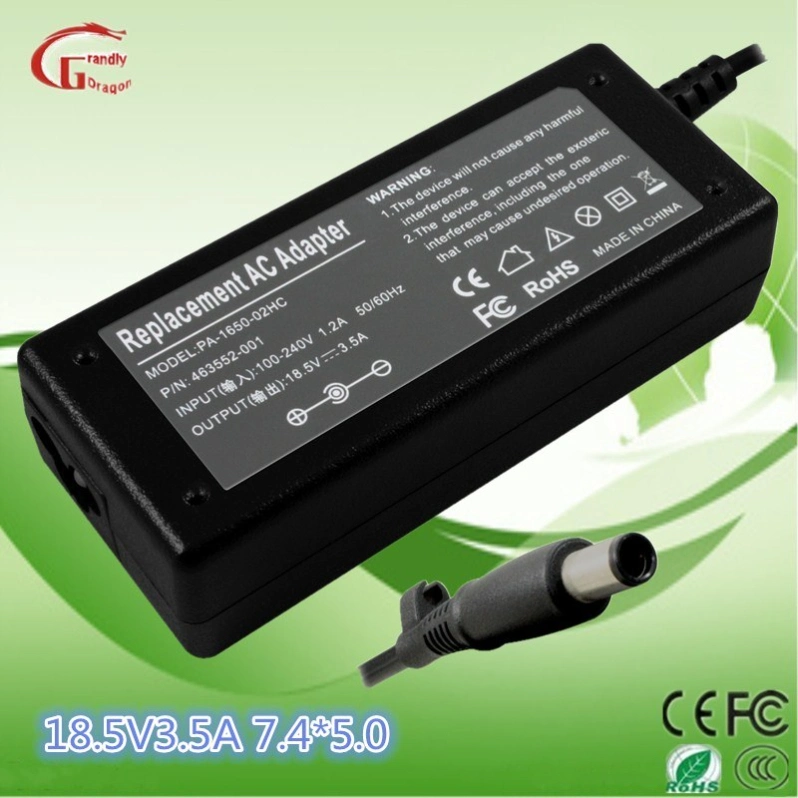 HP 65W de 18,5V 3.5A DC7.4*5.0 Cargador de batería externo Portátil Adaptador de alimentación de CA CC