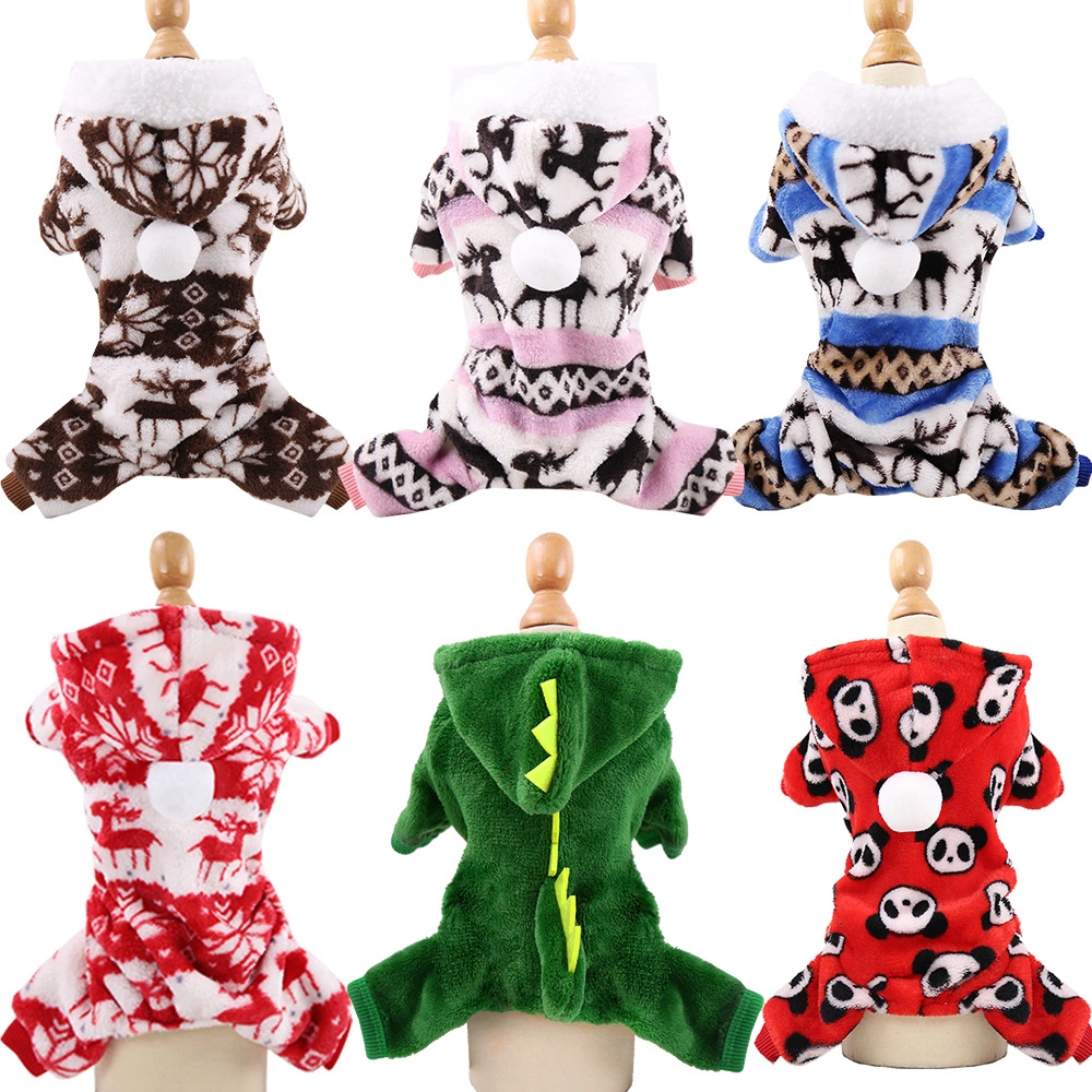 Cute Fleeced Indoor Pajamas Dog Clothes Christmas Garment Clothings