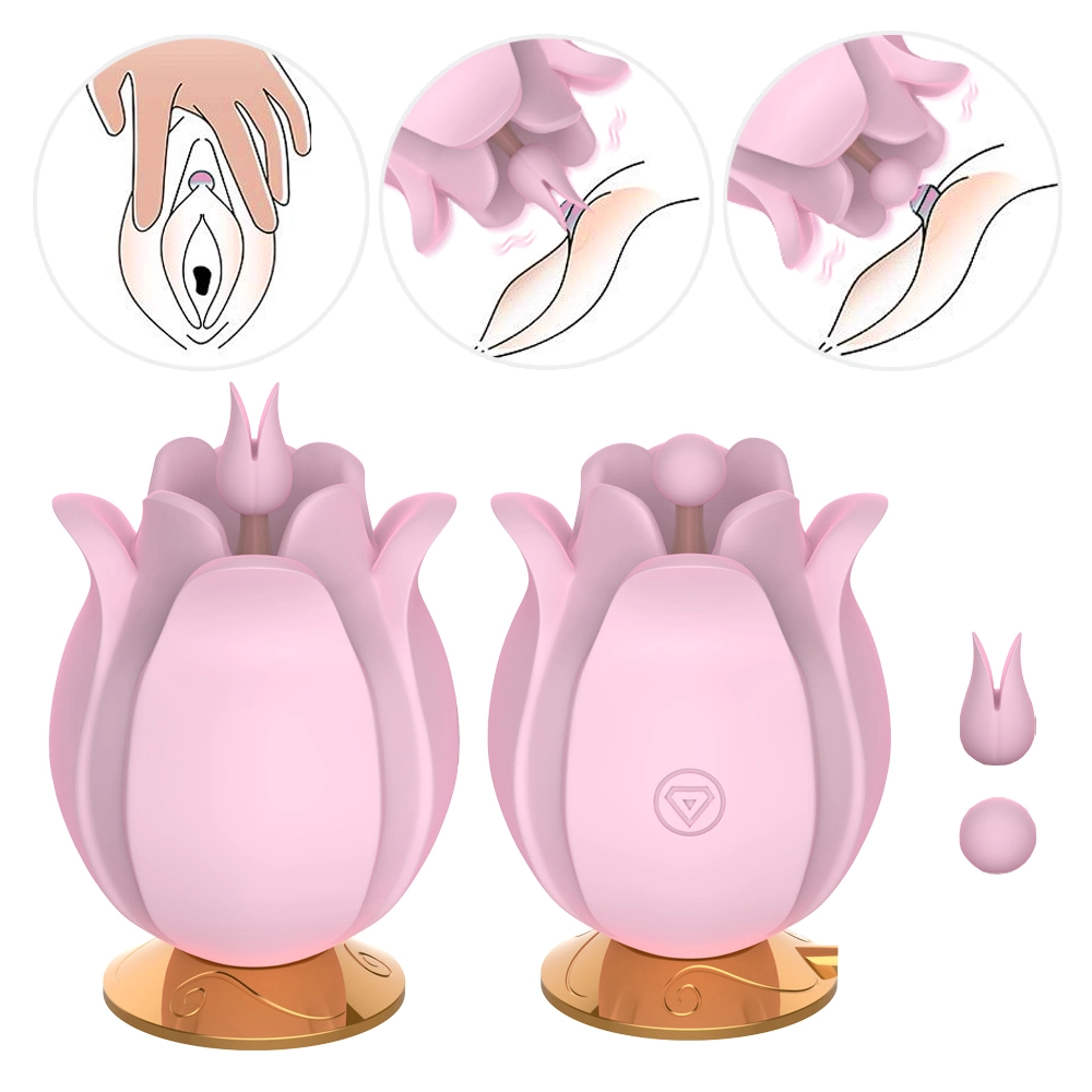 Hot Selling Shock-Sensing G-Spot Breast Magnetic Suction Rechargeable Medical Silicone G-Spot Rose Vibrator