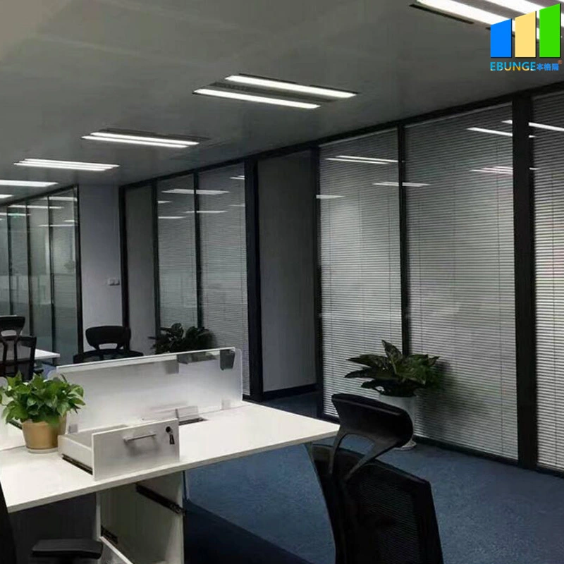 Modular Glass Wall Aluminum Indoor Glazed Wood Office Design Partition