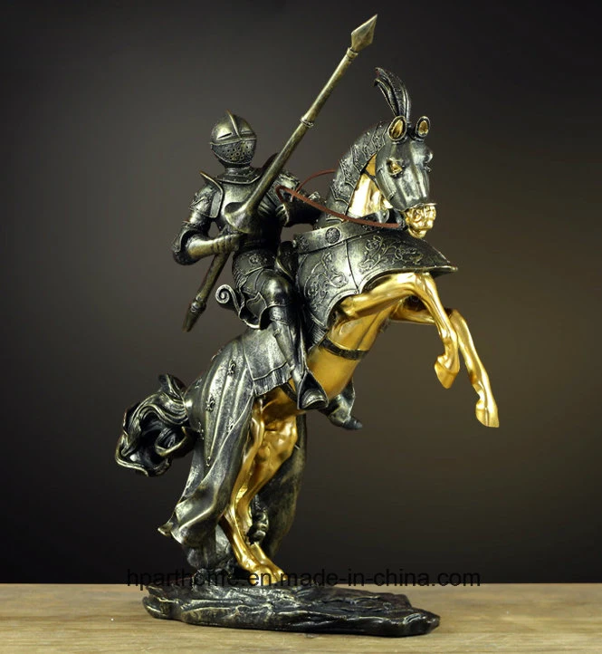 American Retro Well-Armed Roman Knight Poly Resin Sculpture Table Figurine